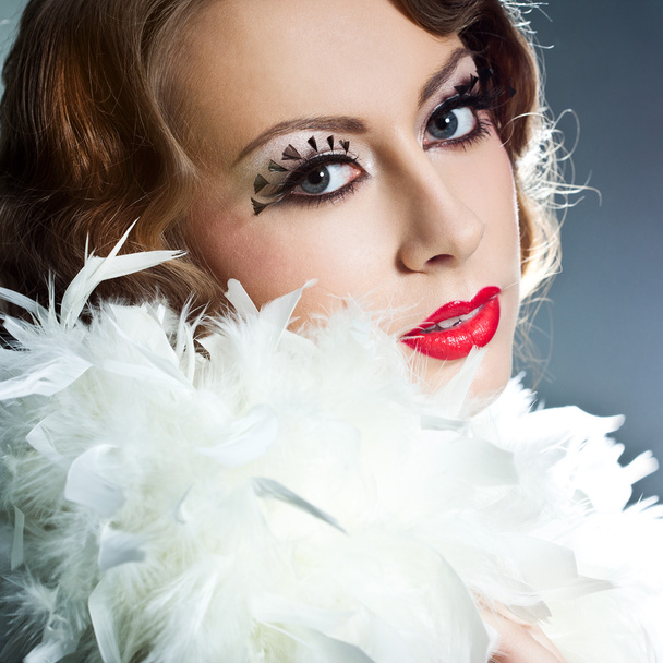 fashionable woman with art visage - burlesque - Fotografie, Obrázek