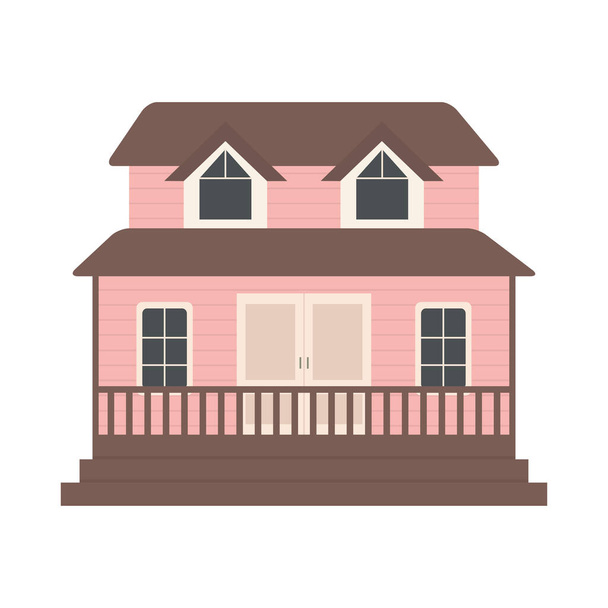 Vorort rosa Haus-Ikone, buntes Design - Vektor, Bild