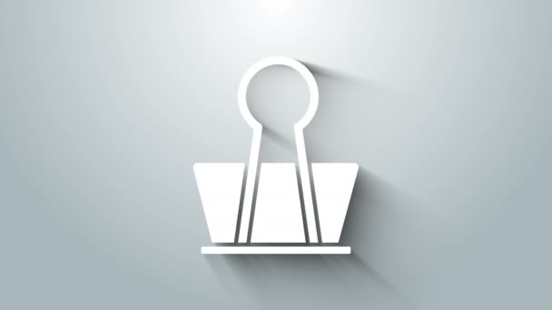 White Binder clip icon isolated on grey background. Paper clip. 4K Video motion graphic animation - Footage, Video