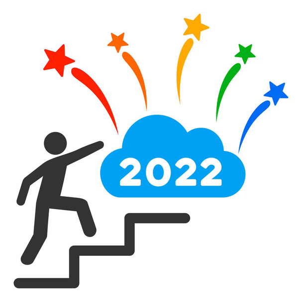 2022 Fireworks Cloud Steps Raster Flat Icon - Foto, Imagem