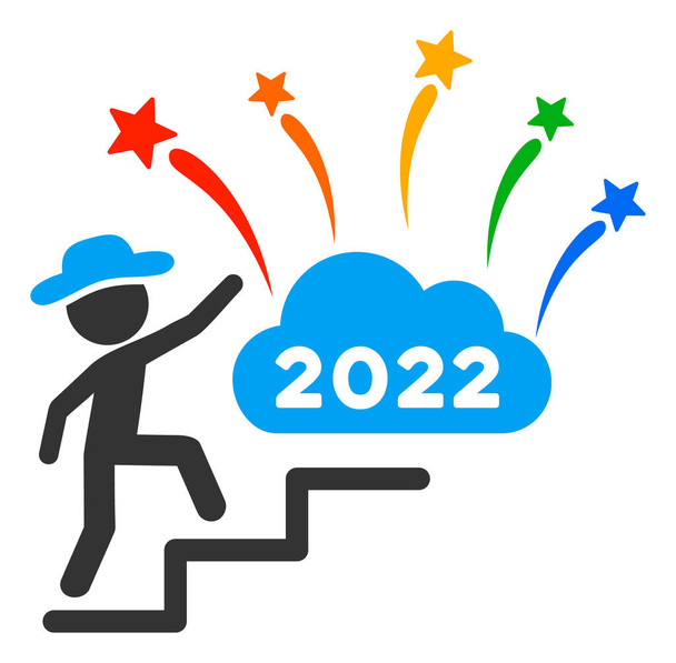 Gentleman Steps to 2022 Fireworks Raster Flat Icon - 写真・画像