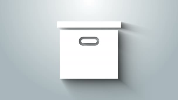 Ікона з білого картону ізольована на сірому фоні. Коробка, упаковка, посилка. доставка і упаковка. транспортування і доставка. 4k відео анімація - Кадри, відео