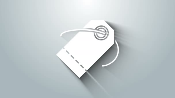 White Blank etiqueta modelo ícone de etiqueta de preço isolado no fundo cinza. Vazio adesivo de desconto de compras. Modelo de banner de desconto. Animação gráfica em movimento de vídeo 4K - Filmagem, Vídeo