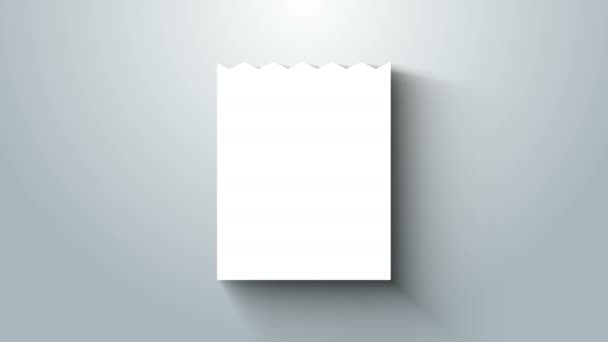 Ikona torby na zakupy White Paper na szarym tle. Znak paczki. 4K Animacja graficzna ruchu wideo - Materiał filmowy, wideo