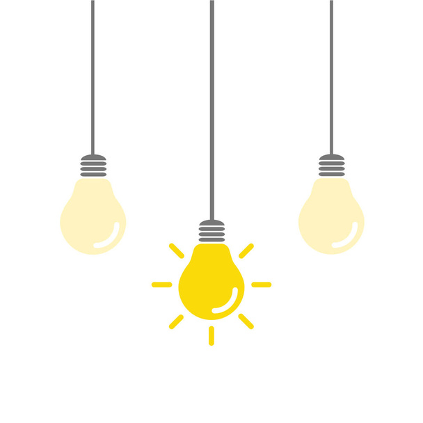 Die Glühbirne ist voll von Ideen und kreativem Denken, analytischem Denken für die Verarbeitung. Glühbirnen-Symbolvektor. Ideen Symbolbild. - Vektor, Bild