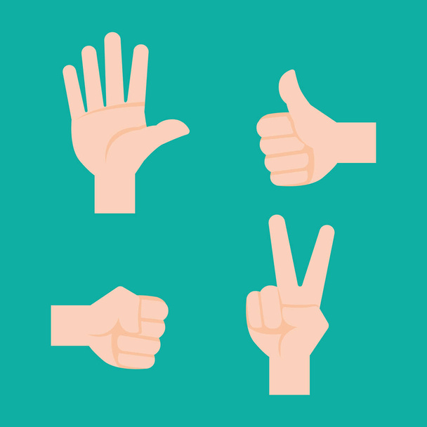 hands collection with different poses flat style - Vector, Image
