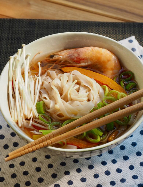 Asian Food Shrimp Rice Noodles Soup - Photo, Image