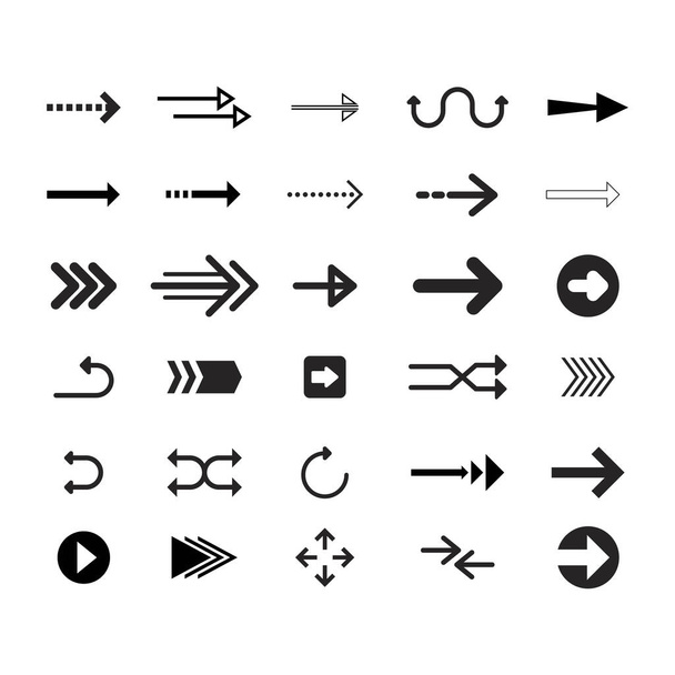 平らな矢印セットアイコンのロゴ - ベクター画像