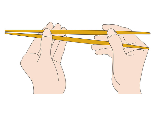 Ilustracja jak używać pałeczek - Wektor, obraz