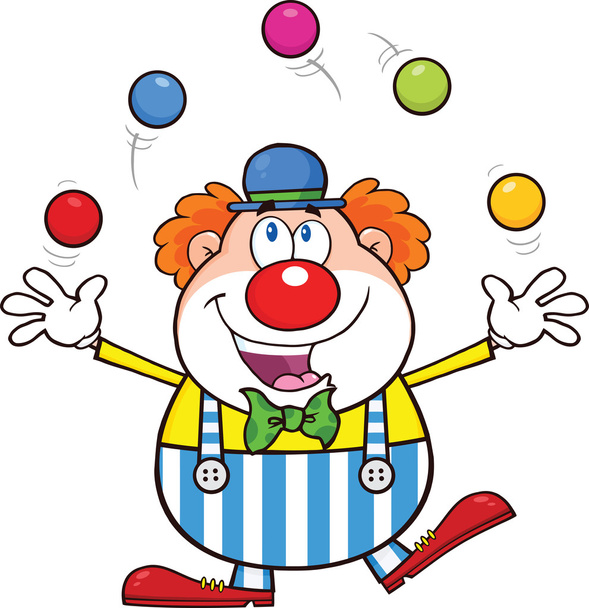 a vicces bohóc rajzfilmfigura zsonglőr labdák - Fotó, kép