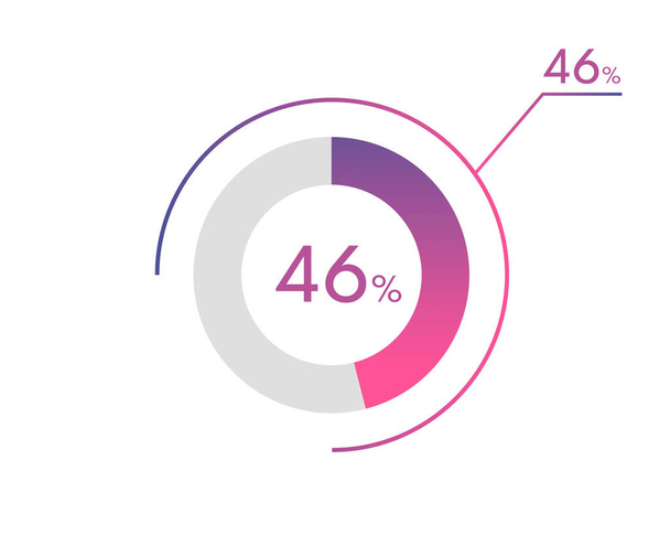 46 Percentage diagrammen, taartdiagram voor Uw documenten, rapporten, 46% cirkel percentage diagrammen voor infographics - Vector, afbeelding