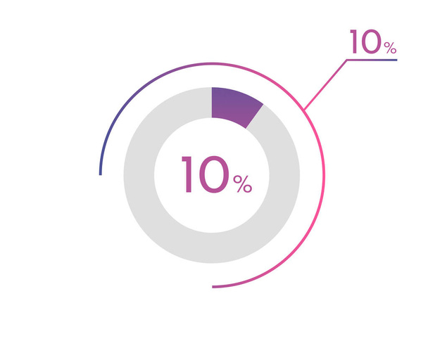 10 Procento diagramů, koláčový graf pro Vaše dokumenty, sestavy, 10% kruh procenta diagramů pro infografiky - Vektor, obrázek