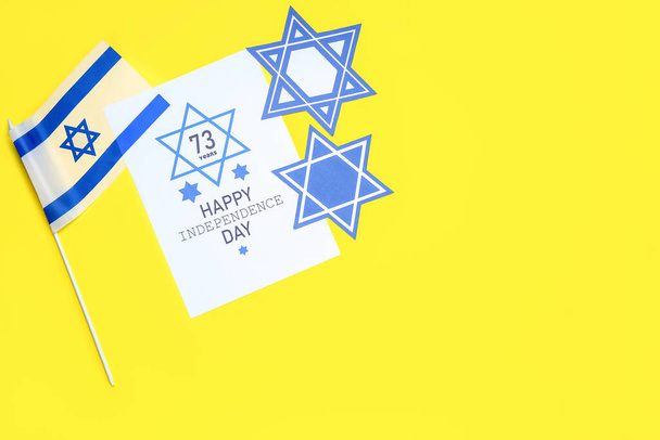 Composition pour la fête de l'indépendance d'Israël sur fond de couleur - Photo, image