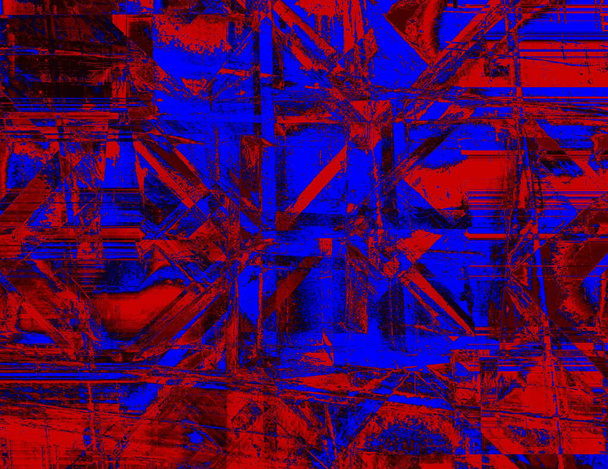 Αφηρημένο φόντο σε κόκκινο και μπλε, με εντυπωσιακό ρυθμό και ένθετα. - Φωτογραφία, εικόνα