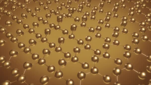 3d animaatio kulta atomi tai molekyylirakenne, Silmukka pystyy - Materiaali, video