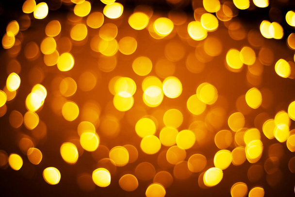 Amarillo y naranja luces fondo bokeh, Navidad y Año Nuevo bakcground - Foto, Imagen