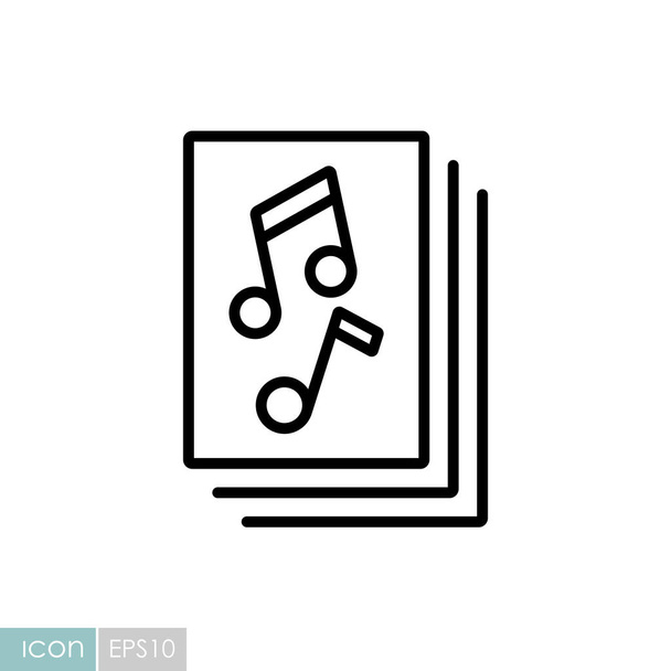 Livre de musique avec icône vectorielle de notes de musique. Symbole graphique pour la musique et le son site web et applications design, logo, application, interface utilisateur - Vecteur, image