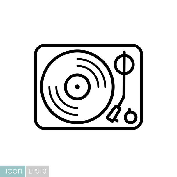 Vinyl record player vector icono plano. Signo musical. Símbolo gráfico para música y sonido sitio web y aplicaciones de diseño, logotipo, aplicación, interfaz de usuario - Vector, imagen