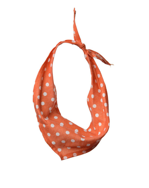 orange textile neck scarf isolated on white background, close up - Photo, Image