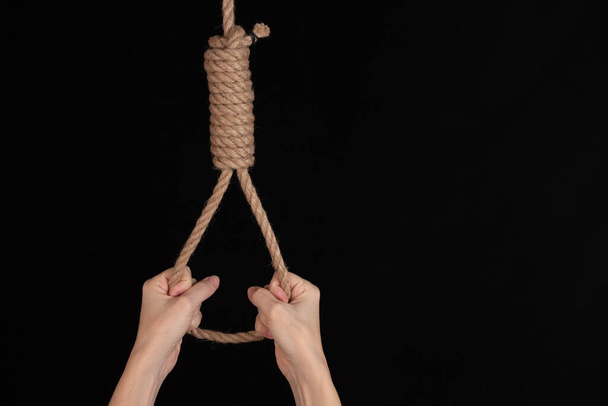 the noose against sullen background, failure or commit suicide concept - Fotoğraf, Görsel