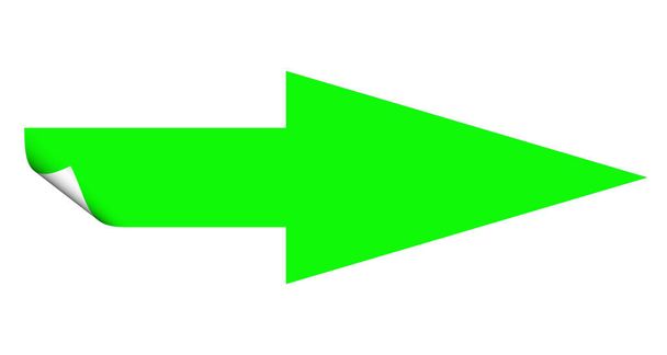 seta verde para a direita, isolado contra fundo branco - Foto, Imagem
