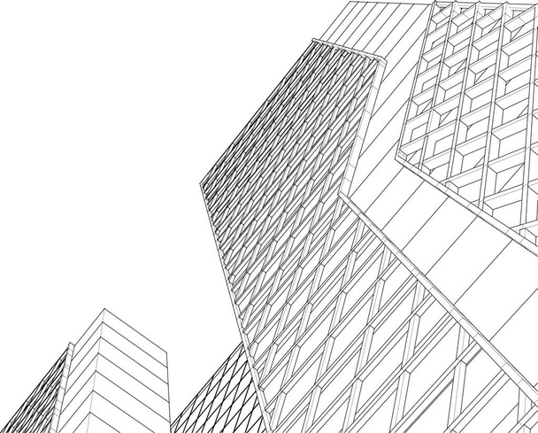 αφηρημένη αρχιτεκτονική 3d εικόνα σκίτσο - Διάνυσμα, εικόνα