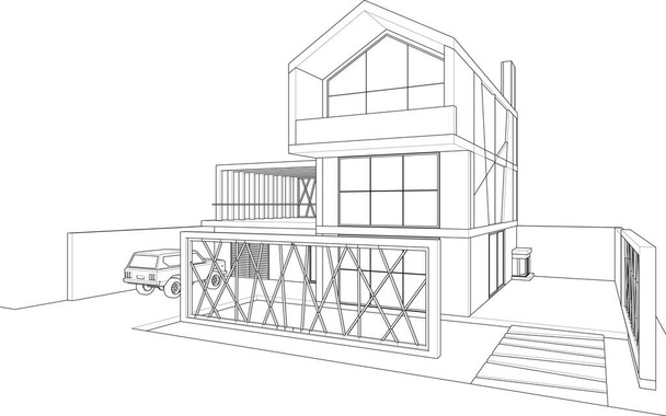 maison architecture croquis illustration 3d - Vecteur, image