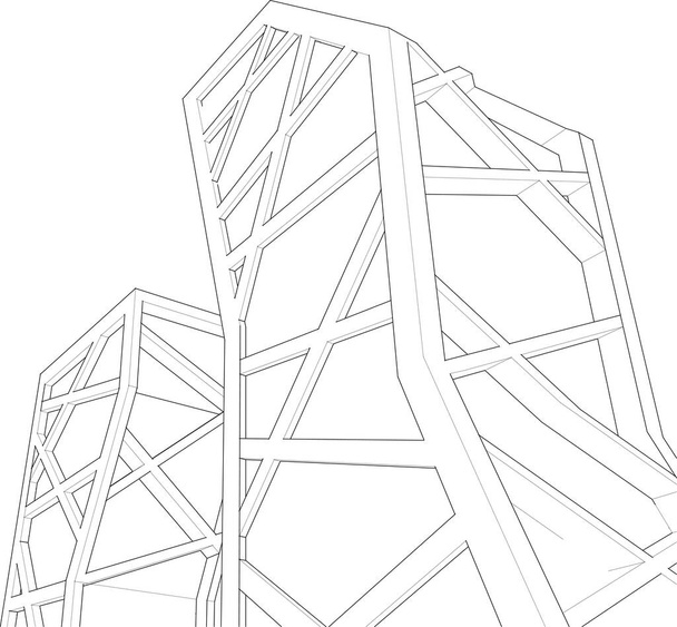 abstrakcyjny architektura 3d ilustracja szkic - Wektor, obraz