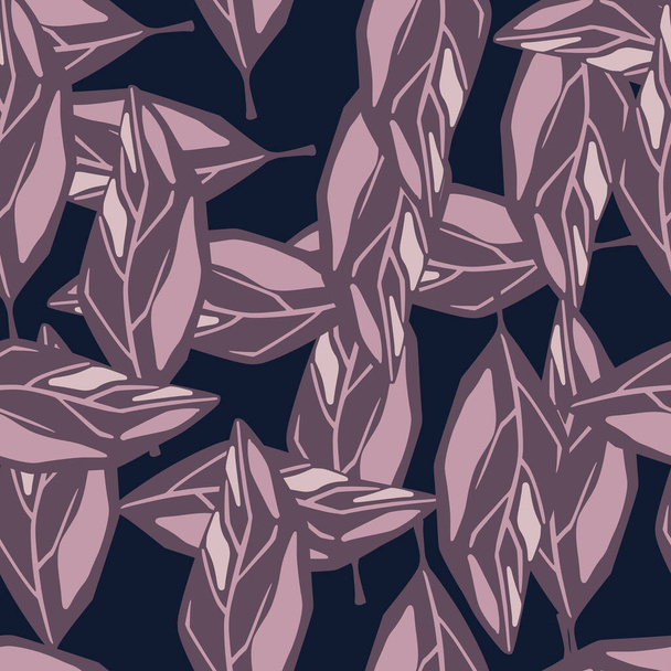 Impression créative abstraite sans couture avec contour formes de feuilles violettes. Fond bleu marine foncé. Impression vectorielle plate pour textile, tissu, emballage cadeau, fonds d'écran. Illustration sans fin. - Vecteur, image