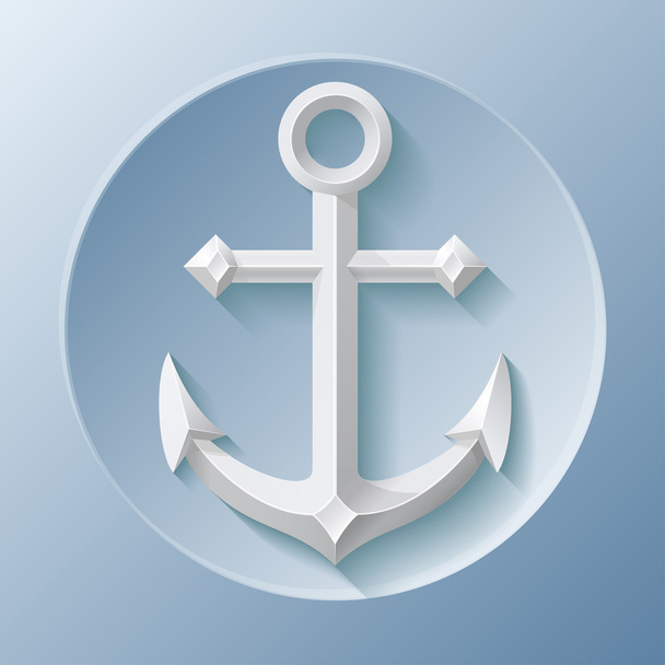 Bella icona di ancoraggio con ombra su blu
 - Vettoriali, immagini
