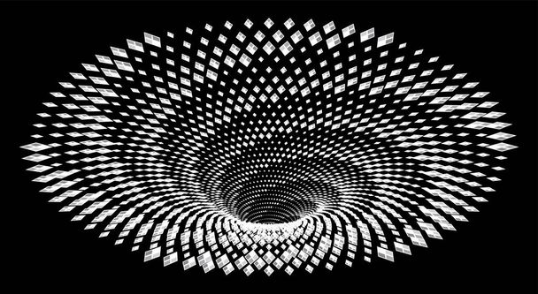 Tunnel or wormhole. Digital wireframe tunnel. 3D tunnel grid. Background abstract vector image - Vector, Image