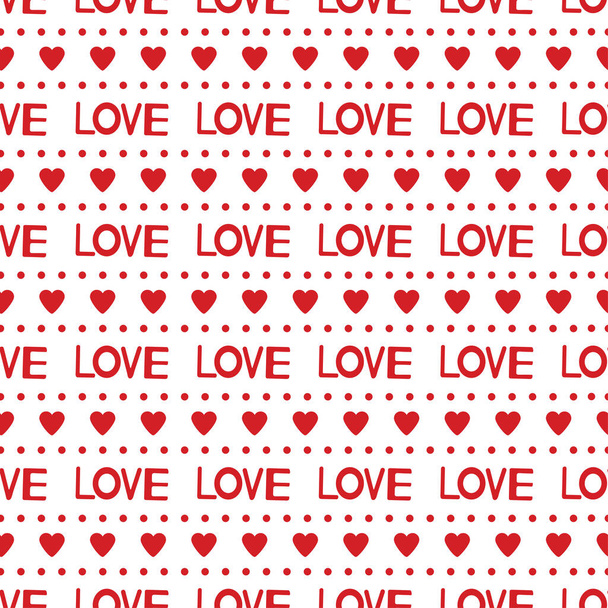 Heart seamless pattern. Love . Red and white background. Valentines day.  - Vector, Image