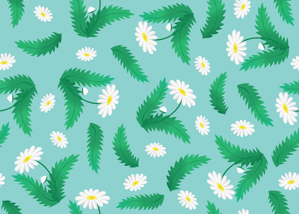 Vector floral green pattern with flowers - Vector, Image