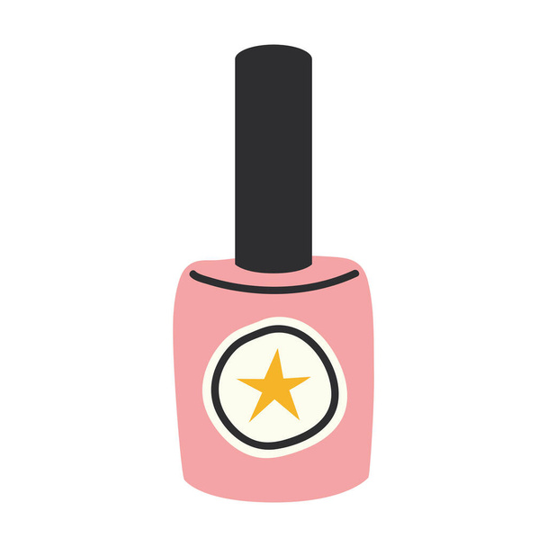 pink polish bottle with black cover - Vector, Image
