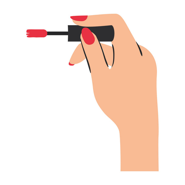 рука с кистью для покраски ногтей - Вектор,изображение