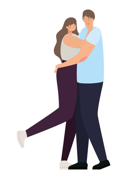 romantic couple hugging over a white background - Vector, Image