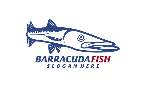 Illustration vectorielle de conception de poisson Barracuda, Modèle de conception de logo de poisson Barracuda créatif, symbole d'icône - Vecteur, image