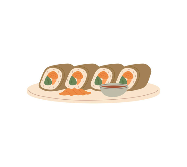 Rolls prepared by professional chef a vector isolated illustration - Вектор,изображение