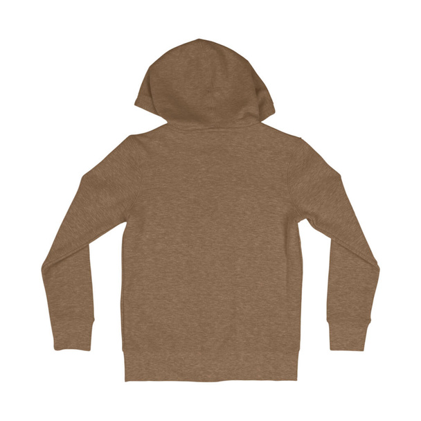 A Back View Awesome Kid 's Hoodie Mock Up In Brown Sugar Color With Full Zipper, to quickly and simply bring your designs to life. - Фото, изображение