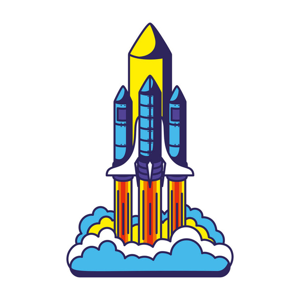 colored spaceship launch icon in a white background - Vector, Image