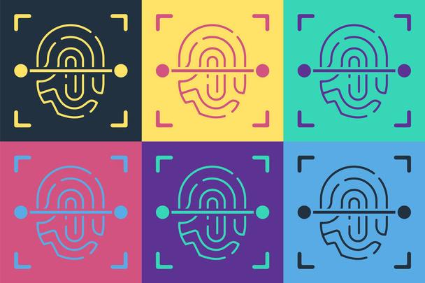 Pop art Fingerprint icon isolated on color background. ID app icon. Identification sign. Touch id.  Vector. - Vector, Image