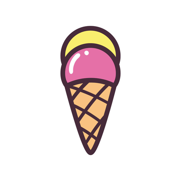 コーンベクトルデザインの2つのボールのアイスクリーム - ベクター画像