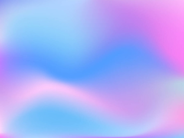 Sfondo olografico. Luminoso modello futuristico sfocato in rete liscia nei colori rosa, blu, verde. Vettore pubblicitario alla moda. Gradiente intensivo dello spettro olografico per i prodotti stampati, copre. - Vettoriali, immagini