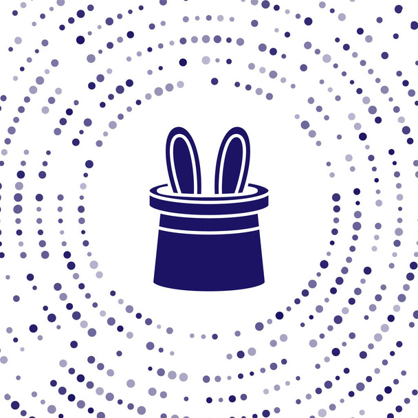 Blue Magician hoed en konijn oren pictogram geïsoleerd op witte achtergrond. Magische truc. Mysterie entertainment concept. Abstracte cirkel willekeurige stippen. Vector. - Vector, afbeelding