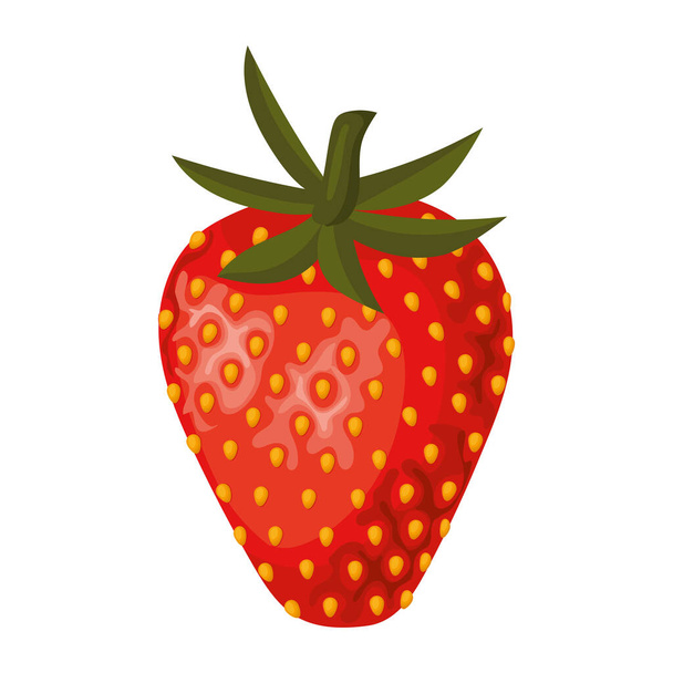 φράουλα με κόκκινο και πράσινο χρώμα - Διάνυσμα, εικόνα