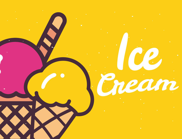 ice creams with cone and basket vector design - Vector, Image