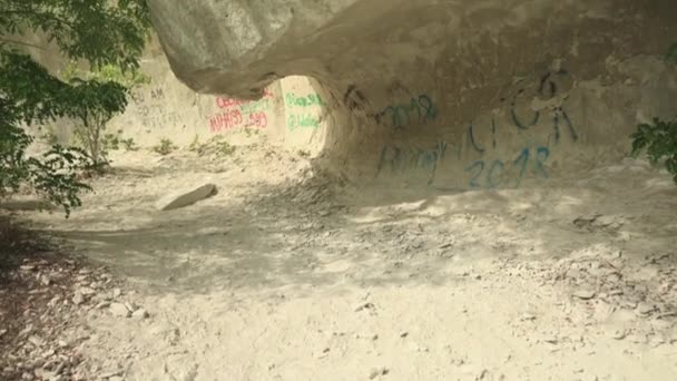 Chalk wall above Bechirs Gorge near Soroca, Moldova - Footage, Video