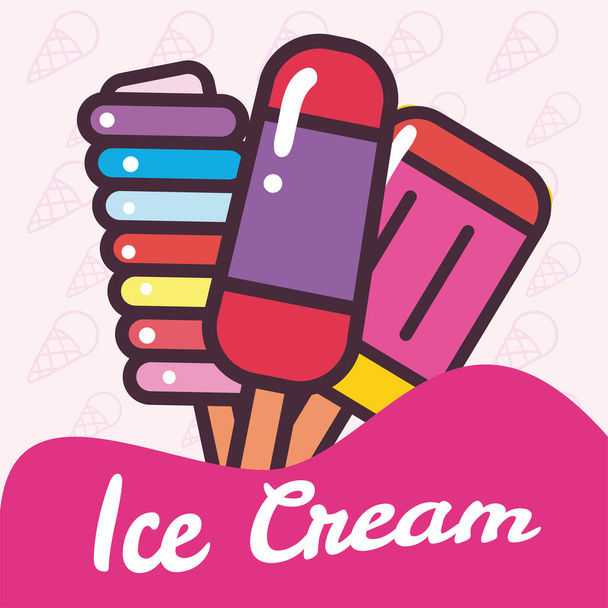ijsjes bars met stokken vector ontwerp - Vector, afbeelding