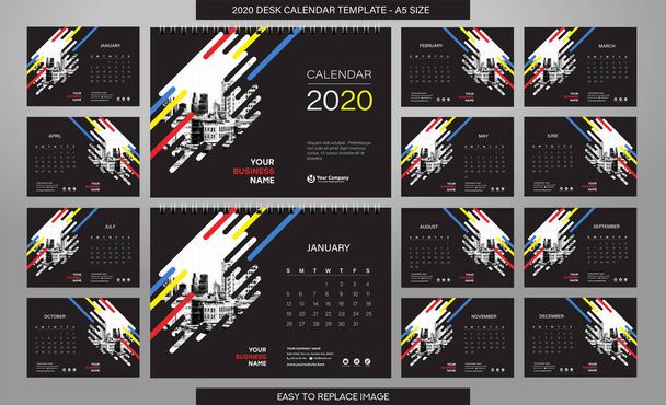 calendario de negocios para 2020 plantilla de año, ilustración vectorial - Vector, imagen