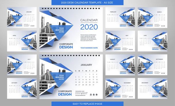 calendrier d'affaires pour 2020 année modèle, illustration vectorielle - Vecteur, image